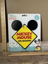 Disney Baby Mickey Mouse On Board Car Sign Safety 1st Suction Cup 6 "H New