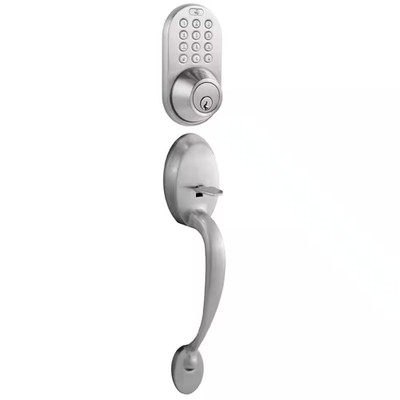 Satin Nickel Keyless Entry Door Handleset Deadbolt and Handleset Lock with RF Re