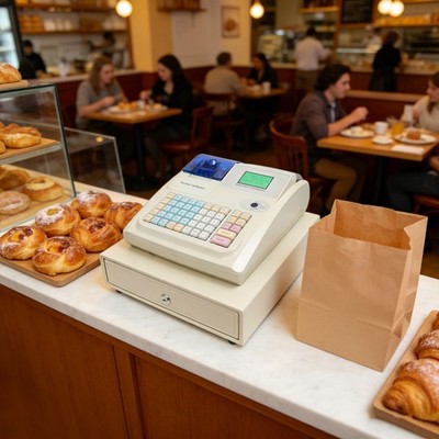 Electronic Cash Register w/ Cash Drawer 48-Key cash register for Retail&Catering