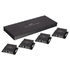 Lindy 70m Cat.6 4 Port HDMI 4K30 and IR Splitter Extender with Loop Out, Tran...