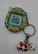2004 Bandai Tamagotchi Connection V3 Blue Tropical Flowers W/ Charms