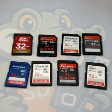 LOT of 8 - 32GB - SD Cards - Various Brands - Untested - GC733