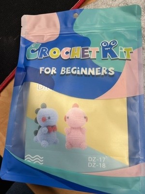 Häkelset für Anfänger - 2 kleine Dinosaurier - blau / rosa