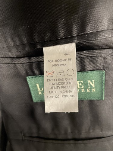 Ralph Lauren 44L | 38x32 Gray Wool Pinstripe 2Pc Suit Pleated Cuffed Pants - Picture 4 of 10