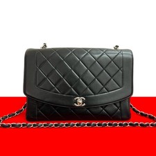 Chanel Diana Flap Lambskin Shoulder Bag Women Black One Size 675279
