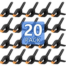 20 Pack 6 inch Plastic Spring Clamps, Black Heavy Duty Clips 6in-20P
