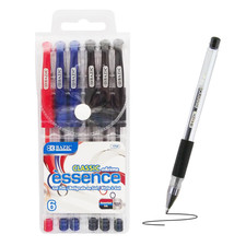 BAZIC Essence Asst. Color Gel Pen w/ Cushion Grip 6/Pack