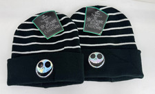 2 PACK The Nightmare Before Christmas Striped Beanie NEW Jack Skellington