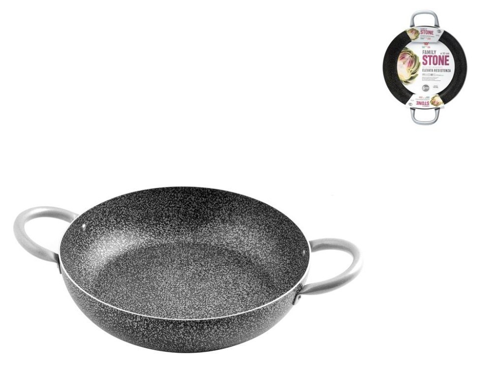 Pan 2 Handles Non-Stick Family Stone CMS 32 Silver Home