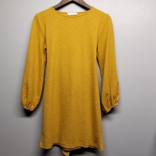R. Vivimos Mini Dress Women Size 8/10 Yellow Long Sleeve Cocktail Feminine Party