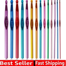 Crochet Hooks Set, Aluminum Handle Knitting Needles for Arthritic Hands, Croc...