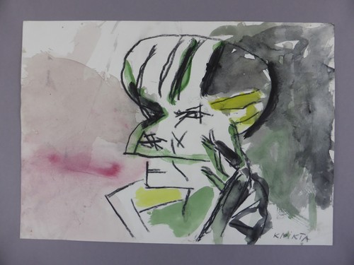 NIKITA KNIKTA Kunst Expressionismus signiert Aquarell Malerei Porträt Kopf (37) - Picture 2 of 3