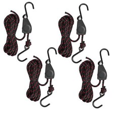 4 Pack 1/4 Inch 12Ft Adjustable Rope Hanger Ratchet Kayak Canoe Tie Down Straps