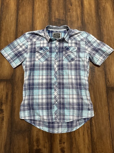 BKE Vintage 1967 Shirt Mens XL Plaid Athletic Fit Pearl Snap Flannel Short