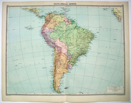 South America - Original 1926 Map by George Philip. Vintage - Picture 1 of 3