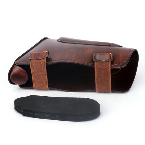 TOURBON Leather Shotgun Rifle Recoil Pad Stock Holder Slipon w/Cheek Riser Rest - Picture 4 of 23