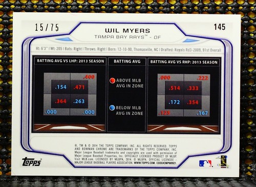 WIL MYERS - 2014 BOWMAN CHROME GREEN REFRACTOR #ED/75 - 第 2/2 張圖片