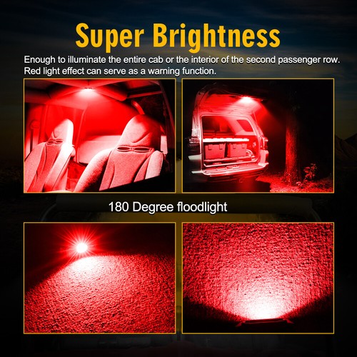 For Polaris RZR ATV UTV Roll Bar Mount Red Warning LED Dome Rock Light W/Switch - Picture 2 of 9
