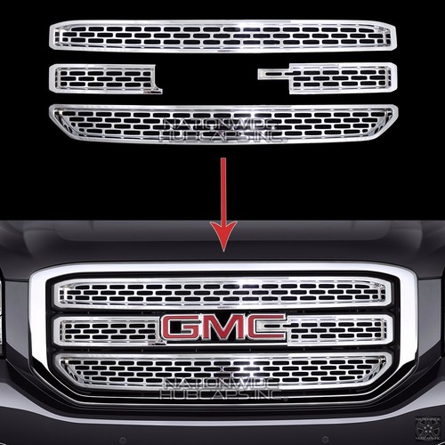 20152020 GMC Yukon XL CHROME Snap On Grille Overlay 3 Bar Grill Covers