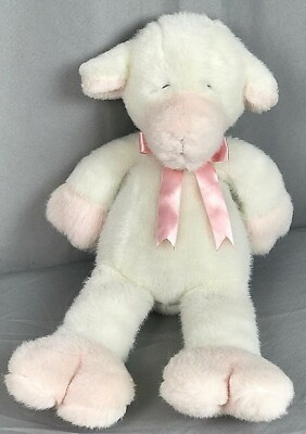 Manhattan Toy Pink & White Lamb Sheep Stuffed Animal Plush Closed Eyes 1993