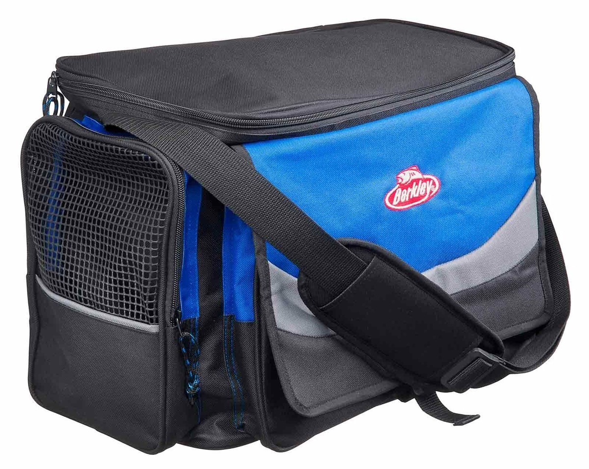 berkley tackle bag with four tackle boxes Berkley Fishing Tackle System Bag + 4 Boxes Padded Straps Carrying Fishing  Bags