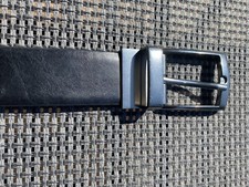 Men's Reversible Tan Black Leather Belt Brass Hardware