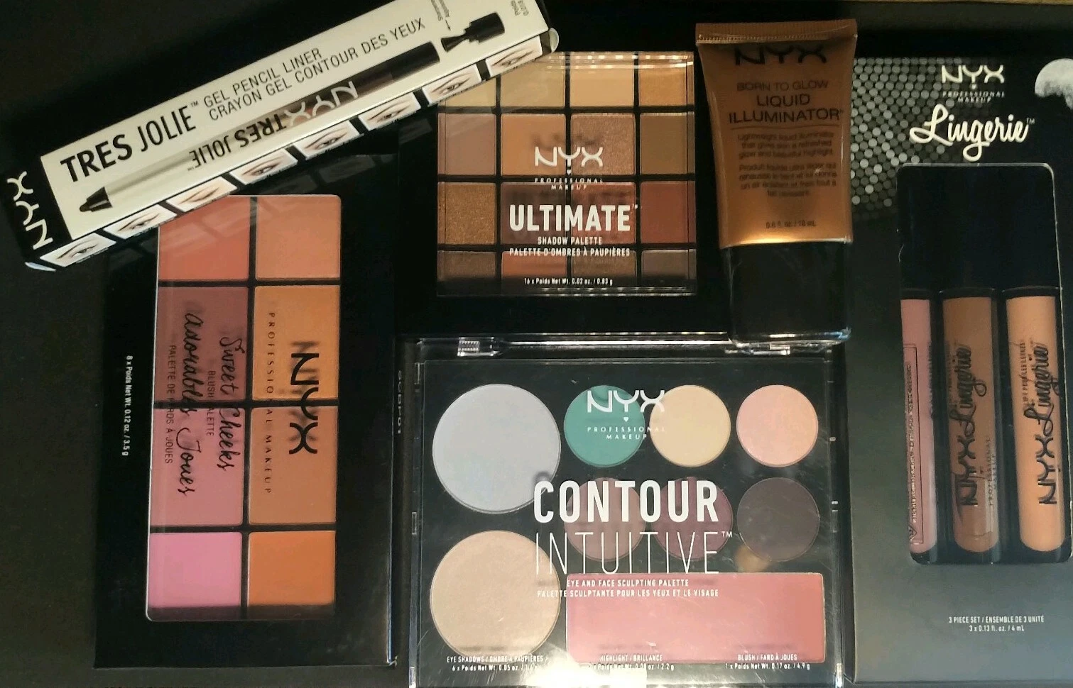 NYX COSMETICS eyeshadow, blush, liner, lipcolor, illuminator, makeup kit
Opens in a new window or ta
