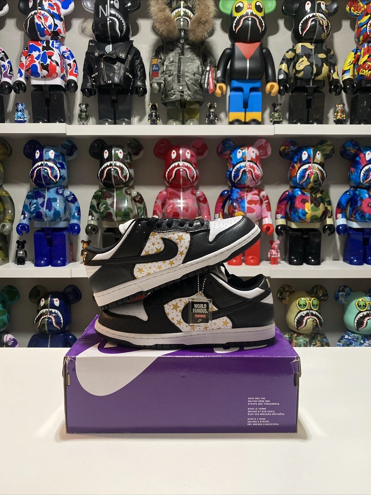 Nike SB Dunk Low Supreme Stars noir 2021 taille 8,5 hommes flambant neuf DS OG tout