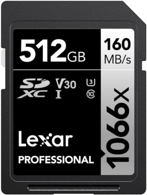 Lexar Professional SD Card 1066X  64GB/512GB SDXC UHS- U3 Card 160/120MB.s