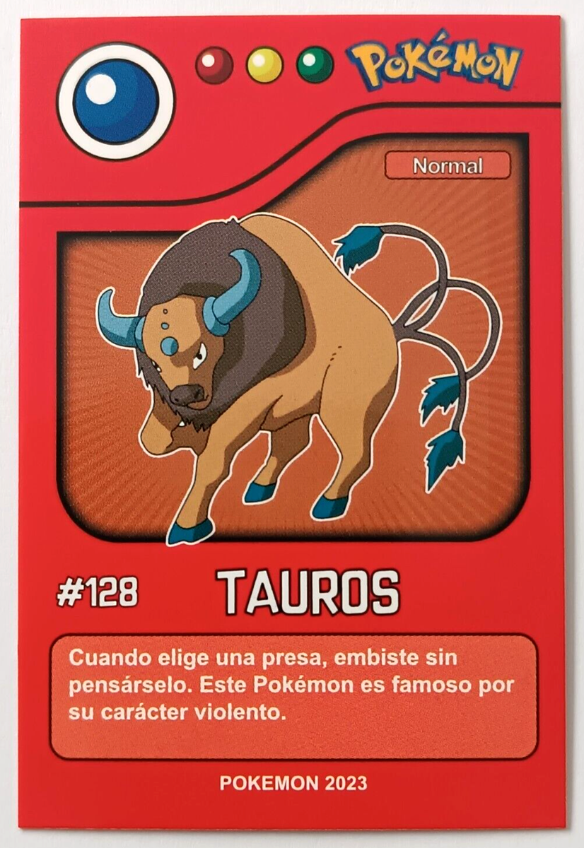 are ox pokemon cards real CARD POKEMON POKEDEX EC VOL. I #128 TAUROS 2023 Kanto PERU South America TCG