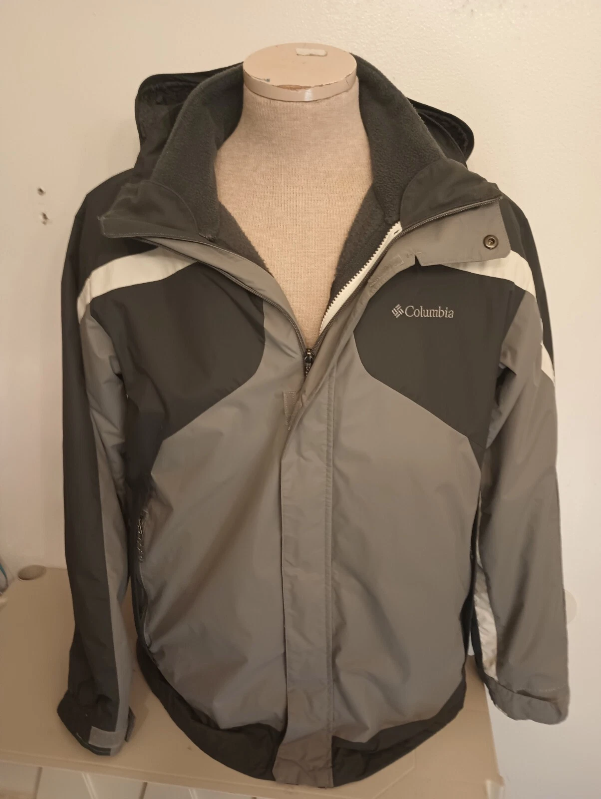 Columbia Sportswear Mens Winter Snow Jacket w/Hood Gray White Size L Large