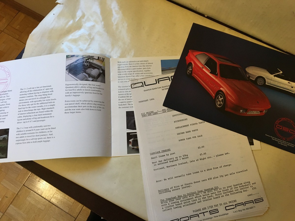 Quantum Sports Cars Auto Showroom Brochure w Flyer & Price