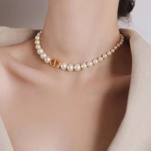 Collana e bracciale perle orecchini girocollo CD set per donna regalo matrimonio classico. - Foto 12 di 14