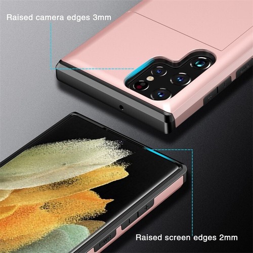 For Samsung Galaxy S23 S22 S21 Credit Card Holder Wallet Slide Phone Case Cover - Picture 6 of 33
