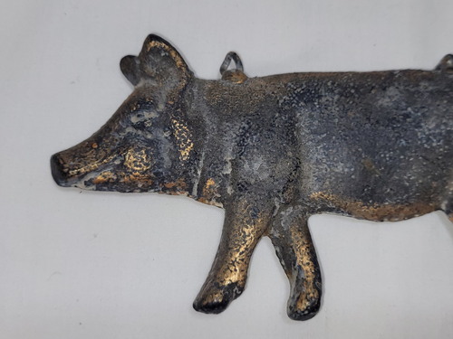 Heavy Hanging Brass Pig 6" x 3" - Picture 5 of 11