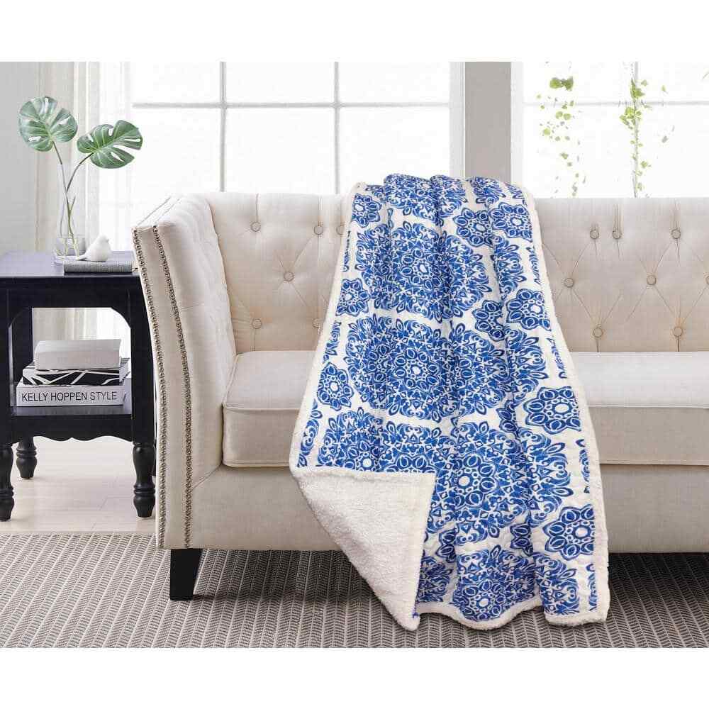 Briar Blue Sherpa Throw Blanket 50 x 60 inches