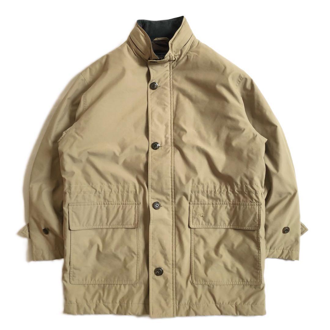 Burberry 80s Padded Stand Collar Coat Beige Cotton Polyester
