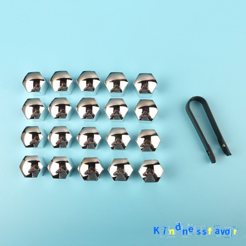 20x Silver 19mm Wheel Nut Cover Bolt Cap For Ford Focus Kuga CMax Opel