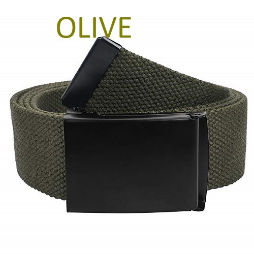 Fully Adjustable Canvas Web Belt with Black Flip Top Buckle 50