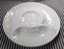 VTG 1971 GIEN FAIENCE FRANCE OYSTER MAJOLICA WHITE ARTICHOKE ASPARAGUS PLATE