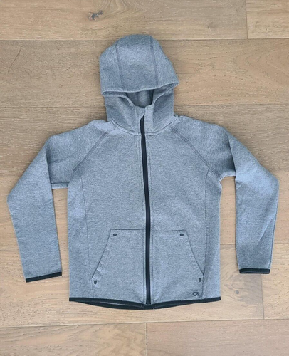 GAP Fit Kids Tech Grey Hoodie Zip Up Jacket Soft Stretch Knit Boys Size Medium 8 - Picture 2 of 9