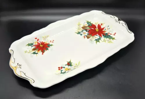 Royal Albert ~ Poinsettia ~ Sandwich Tray Platter ~ Bone China ~ Christmas