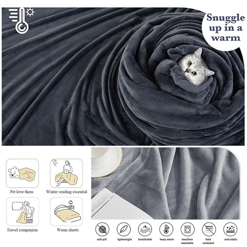 Sofa Bed Blanket Warm Single Double Home Super Soft Faux Fur Fleece Throw Mink - Picture 3 of 22