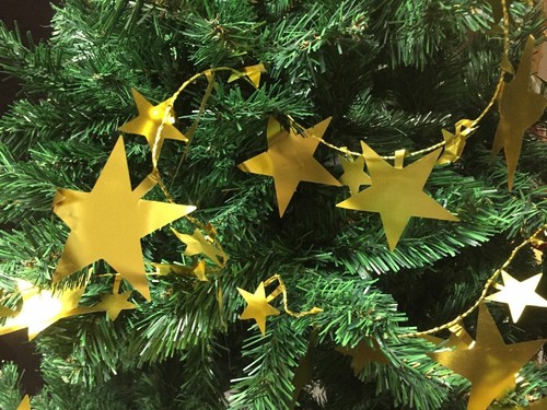 Christmas Decorations 9ft / 2.7m Gold Wire Star Garland Tree Hanging Decoration - Picture 2 of 9