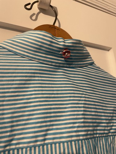 COOGI Embroidered Button Up Shirt Long Sleeve Classic Fit Blue Stripe Size: 4/S - Picture 12 of 12