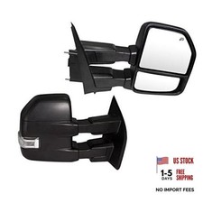 Pair Towing Mirrors Compatible with 2015-2020 Ford F150 Pickup Truck Black