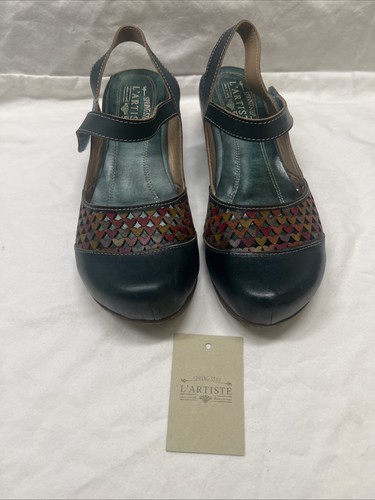 L’Artiste Spring Step Ladies Teal Leather Amour Mary Jane’s Sz US 10./ Eu 41