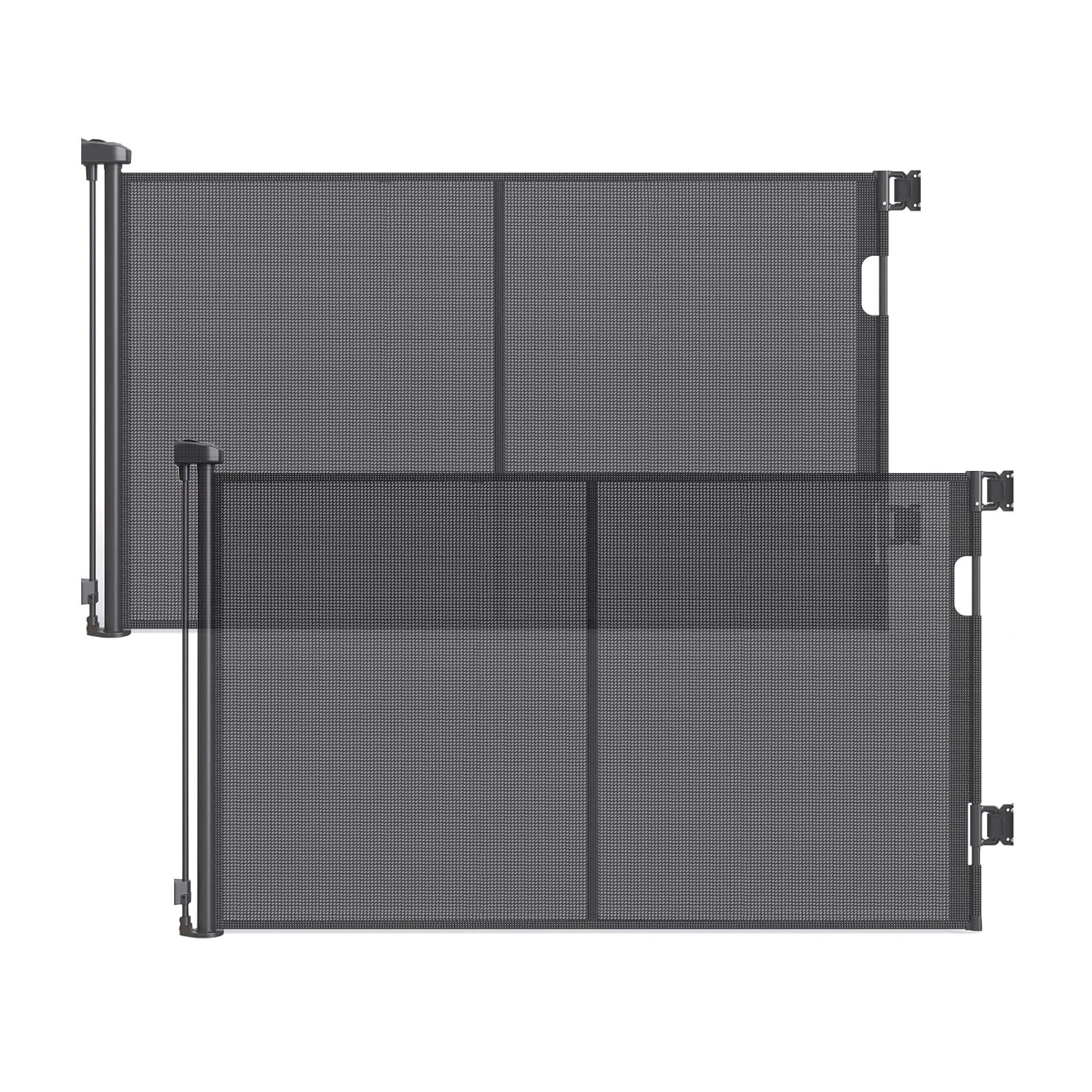 2 Pack Reinforced Retractable Baby Gates for Doorways, 60" Wide Retractable D...