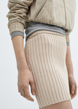 Mango Beige Short Knitted Skirt Size Small (S) BNWT