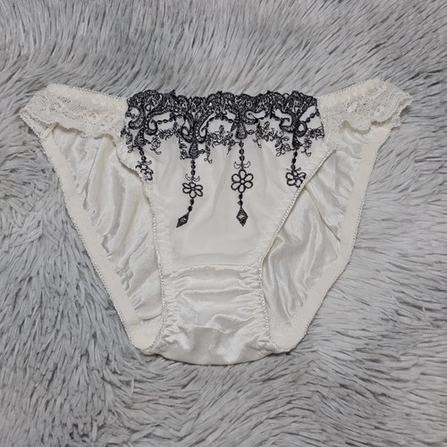 Vintage Silky Nylon Panty Sissy White Bikini Lace Brief Size Small Hip 32-36" - Video 1 of 1
